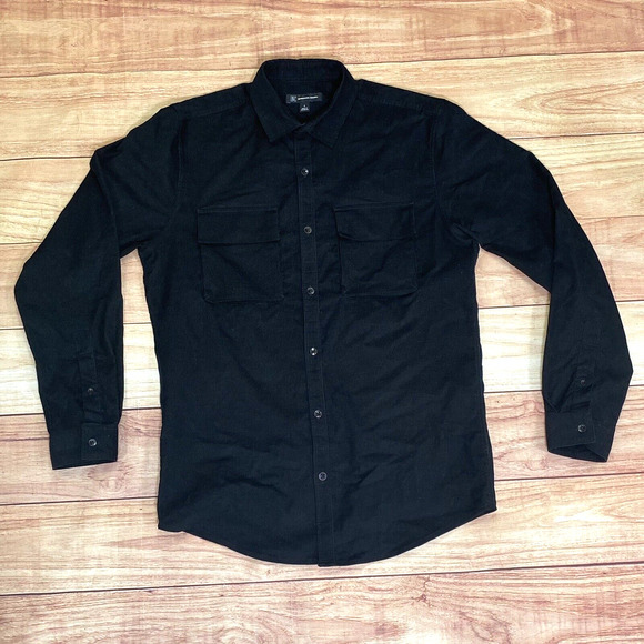 INC INTERNATIONAL CONCEPTS Black Corduroy Button Up Small Long Sleeve‎ Shirt - Picture 2 of 8